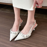 White Pointed Buckle With Fine Heel High Heels Women's Spring Bao Head After The Empty Sandals HZ0115