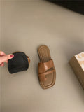 Design A Small-Sense Brown Jacket Slippers In Autumn And Winter Wearing Seaside Beach Cool Drag Soft-Soled Women Shoes Roman Shoes HZ0115