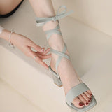 Cross-Lace Sandals Women 2025 New Net Red White High Heels Design Sense Niche HZ0115