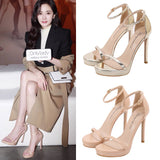 In The Summer Of 2025, The New Waterproof Table High Heels Of Women's Fine Heel 10 Cm Fine-Colored Fashion With Sandals HZ0115