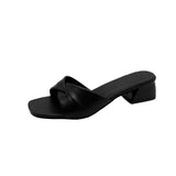 Large-Size Small Square And Slippers Women 2025 Summer New Korean Version Of The Word Slippers Women's Literature And Art Simple External Wear Temperament HZ0115