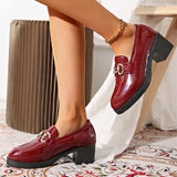 Wine Red Bright-Faced Small Leather Shoes Women 2025 Early Spring New High-Heeled Round Head Thick Heel Large Size Set Women's Shoes HZ0115
