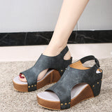 2025 Spring And Summer New Rivet Slope And Fish Mouth Sandals Women Large Size Waterproof Table Hollow Thick-Soled Women Sandals HZ0115