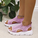 Fly Weaving Splicing Sports Sandals Women 2025 Summer New Korean Version Of Net Yarn Hollow Women's Shoes Casual Thick-Soled Fish Mouth Women's Shoes HZ0115