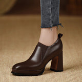 High-Heeled Women 2025 Spring And Autumn New Deep Mouth Round Head Single Shoes Coarse Heel Professional Work Shoes Soft Soles Comfortable Small Leather Shoes HZ0115