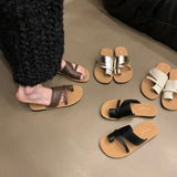 Korean Version Of Retro Toe Slippers Women Wear The 2025 New Niche Soft Bottom Beach Sandals HZ0115