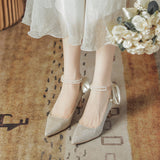 Beautiful Engagement Shoes Bridal Shoes Show Wedding Dress Wears Two Coarse And Cheongsam Bridesmaids Wedding High Heels Women Can Wear Daily HZ0115