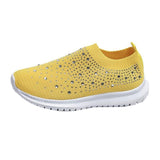 2025 Large-Size With Diamond Flying Sneakers New Net Shoes Women's Shoes Low-Heeled Mesh Sports Casual Shoes HZ0115