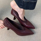French Retro V-Mouth Fine Heel Single-Shoe Female Tip Temperament Pedal Professional High Heels HZ0115