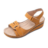 Large-Size Shoes 2025 New Casual Round Head Magic Sticker Heel Sandals In Women's Slopes HZ0115