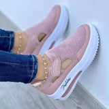 2025 New Large-Size Casual Single-Shoe Women Fly Weave Slope And Magic Sticker Mesh Shoes HZ0115