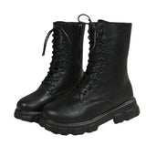 Large-Size Autumn And Winter New Korean Version Of The Martin Boots Women Round Thick-Bottomed Fashion Boots British Fan Boots Women HZ0115