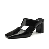 Hundred Thick Heel Back Empty Bag Head Half Slippers Women Wearing Square High Heel Sandals A Foot Pedaling Muller Cool Drag HZ0115