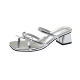 High-Heeled Women Wear 2025 Summer New Small French Fashion Bows Coarse And Slippers Women's Sandals HZ0115