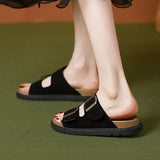 Beach Bucken Cool Slippers Women Summer Wear Double Belt Buckle Soft Bottom Thick Bottom Leisure Cold Drag HZ0115