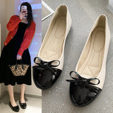 Spring New Korean Version Of The Fashion Round Head Flat-Bottomed Fashion Casual Large-Size Women's Casual Casual Bow Women's Single Shoes HZ0115