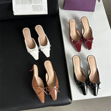 Baotou Down And Slippers 2025 New French Fairy Bow Bow Head Cool Drag Temperament Simple Coarse And Cool Drag HZ0115