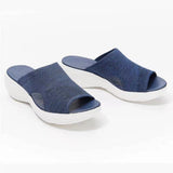 Large-Size Thick Bottom Slippers Women's 2025 Summer Flat Bottom Fish Mouth Mesh Breathable Lady Wears Trawl Eyes HZ0115