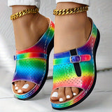 2025 Summer New Large-Size Lady Thick-Soled Sandals Belt Buckle Decoration Light And Comfortable HZ0115