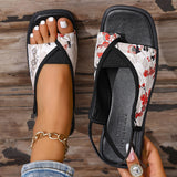 Leopard Sandals Women 2025 Summer New Large-Size Sandwich Toes Behind The Empty Fashion Thick Heel Low-Heeled Sandals Tide HZ0115