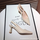 Baotou Sandals 2025 New French Retro Pointed Thick Heel High Heel Shoes Back Empty Women's Professional Single Shoes HZ0115