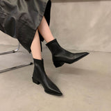 Small Minimalist Tips With Short Boots With Short Boots Lychee Lines Flat-Bottom Thin Boots Casual Martin Boots French Elegant Short Boots HZ0115