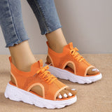 Large-Size Sports Sandals Women 2025 Summer New Thick-Soled Flying Soft Base Leisure Flat Bottom Hollow Fish Mouth Beach Sandals HZ0115