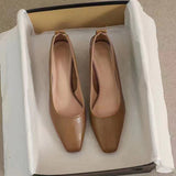 2025 Spring And Summer New Small Heels Simple Lady Temperament Soft Leather Do Not Sharpen The Tip Of The Single Shoe Low Heel High Heels HZ0115