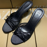 ZA Home 2025 New Women's Shoes Fashion With Back Empty Slippers Fabric Bows Decorated With High Heel Sandals HZ0115