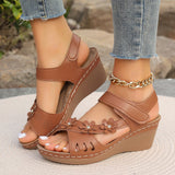 2025 Summer New Women's Slope And Thick-Soled Sandals Large-Size Fish Mouth Beach Sandals Flower Decoration HZ0115