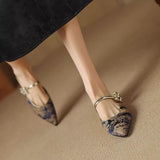 New Chinese-Style Brooding Low-Hee Half-Slippers Women's Summer New Word Thick And Pointed Lazy People Pack Cold Slippers HZ0115