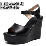 Head Layer Of Cow Skin Summer New Thick-Bottomed Beach 11CM Slopes And Women's Sandals High Heel Waterproof Table Comfortable Pine Pastry Fish Mouth Shoes HZ0115