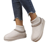 Autumn And Winter New Pine Cake Thick Bottom Knitted Mouth To Keep Warm Snow Boots Women's Korean Version Round Tsetse Women Cotton Boots HZ0115