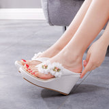 Large Size Flower Slope Sandals Beach Flip-Flops Flower Women Sandals Wish HZ0115