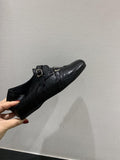 Vintage Carvings Square Head Lefu Shoes Women's Shoes Autumn And Winter New British Style Single Shoes Black Small Leather Shoes HZ0115