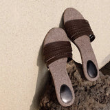 Vintage Hand-Woven One-Word Drag Women's Summer Model 2025 New Holiday Style And Low-Heere Wear Cold Slippers HZ0115