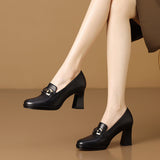 Square Waterproof Table Single Shoes Women's Coarse Heels 2025 Spring New Fashion Baile Shoes Women's Shoes HZ0115