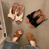 Flat-Soled Sandals Women 2025 New Summer Retro National Fairy Evening Wind Simia Beach Wearing Slippers HZ0115
