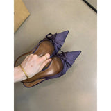 Small High-Heeled Women's Shoes 2025 Spring And Autumn New French Temperament Elegant Bow Tip Light-Mouthed Fine Sandals HZ0115
