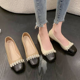 Small Fragrant Style Single Shoes Women 2025 New Fashion Comfortable Square Shoes Shallow Pearl Coarse French Single Shoes HZ0115