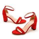 7 Cm Thick Heel Shallow Mouth With Velvet Sandals Round Head Square Sandals Casual Summer Sandals Women HZ0115