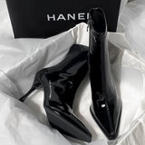 Sharp High Boots Children With 2025 Autumn And Winter New Temperament Patent Skin Bare Boots Skinny Boots HZ0115