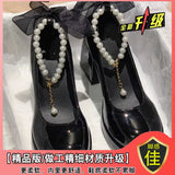 High Heels Women's Coarse Heel 2025 New Spring Pearl Bow Gentle Fairy Style French Mary Jane Single Shoes HZ0115