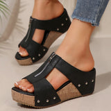 2025 Summer New Women's Thick Bottom Slope And Slippers Large Size Fish Mouth Slope And Thick Bottom Slippers HZ0115