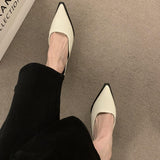 Naipa ~ Vintage Bag Head Half Slippers Women Outside Wearing A Lazy One-Legged Tip-Teller Shoes Coarse Heel Half-Shoe Single-Shoe Female HZ0115