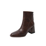 Coarse And Short Boots Women 2025 New High-Heere Winter Brown Skinny Boots English-Style Vintage Martin Boots HZ0115