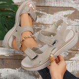 2025 New Summer Women's Shoes Large-Size Thick-Sed Casual Sandals With Magic Stickers Women's Shoes HZ0115