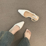 Low-Heeled Baotou Sandals Women's French Gentle Evening Bare-Colored Pointed Small Scented Lady Coarse And Rear Air-Quality Single Shoes HZ0115