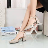 In The Spring Of 2025, The Clasp-Butled Sandals Women's Korean Version Of The Coarse Heel High Heel High-Heeled Shoes In The Daily Female Design Trend HZ0115
