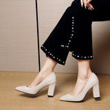 Solid Color High Heels Women's Single Shoes Korean Version Of Thick Heel Sharp Head Light Temperament Workplace Artifact Ultra-High Heel 9CM HZ0115